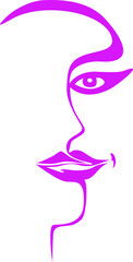 Pink lines girl  face graphic logo design 