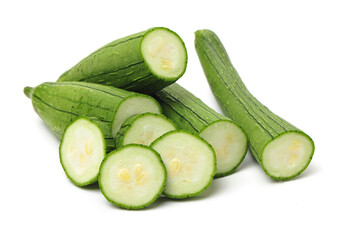 fresh loofah on the white background 