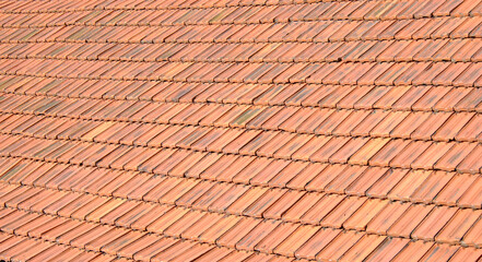 Old red roof tiles construction