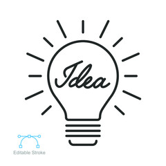 Fototapeta premium Idea light bulb Glyph icon. Bright lamp For innovation, creative, inspiration symbol. Problem solving or Solution sign. Solid style pictogram. Vector illustration. Design on white background. EPS 10