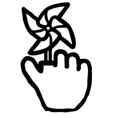 Hand Cursor098 (Pinwheel): Doodle Icon: Hand drawn vector Icon like woodblock print