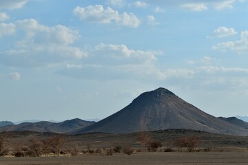 Volcano in Saudi Arabian desert, near Medina, August 2019