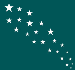 White stars on dark background.