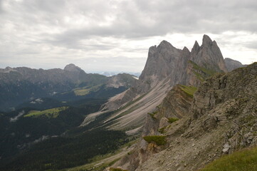 Hiking in the Seceda and Seiser Alm / Alpe di Siusi mountains in the Dolomites, Northern Italy