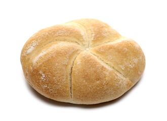 Kaiser roll bread bun isolated on white background