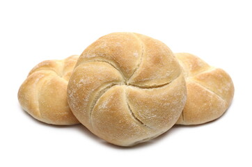 Kaiser rolls bread isolated on white background