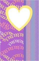 Design template for cute invitation card. Template for scrapbooking with hand drawn doodle patterns. For birthday, anniversary, party invitations. Vector