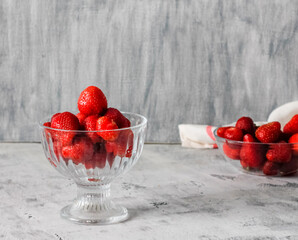 fresh red glass strawberries in a dessert cup