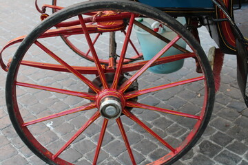 old wheel of a horse cart old ancient horse coach