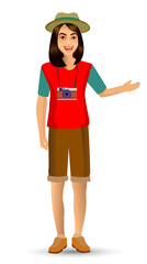 people vacation, woman in traveling. Design template elements. celebrations holidays and activities isolated vector illustration