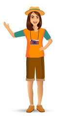 people vacation, woman in traveling. Design template elements. celebrations holidays and activities isolated vector illustration