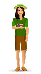 people vacation, woman in traveling. Design template elements. celebrations holidays and activities isolated vector illustration