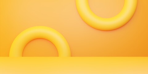 Fototapeta na wymiar 3d rendering of yellow orange abstract minimal concept background with circle geometric shape. Scene for advertising, cosmetic ads, show, banner, cream, fashion, summer. Illustration. Product display