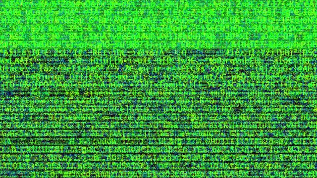 Computer hex code glitch animation as tech background