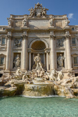 Fototapeta na wymiar The famous fountain of Trevi at Rome in Italy