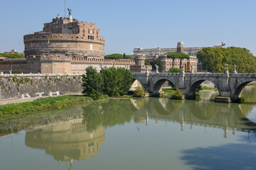View at castle saint Angelo on Rome in Italy