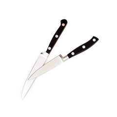 Two sharp knives isolated on a white background
