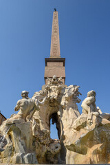 Fototapeta na wymiar The fountain on Navona square at Rome in Italy