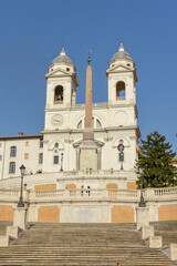 Church of Trinita dei Monti on Spagna square at Rome in Italy