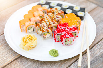 sushi set in a white plate