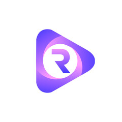 Fototapeta premium R letter colorful logo in the triangle shape, Vector design template elements for your Business or company identity.