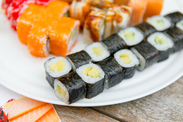 sushi set in a white plate