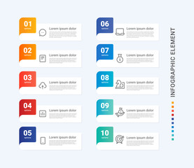 Business Infographic element template. colorful design with numbers 10 options or steps