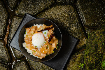 onsen egg with rice on lunch