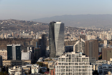 Fototapeta na wymiar Tbilisi Vake development buildings cement constructions 2020 2021