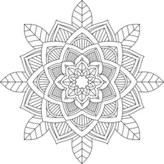 Easy Mandala coloring book simple and basic for beginners, seniors and children. Set of Mehndi flower pattern for Henna drawing and tattoo. Decoration in ethnic oriental, Indian style.
