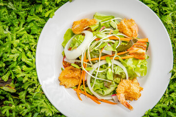 salmon salad and spaghetti on morning