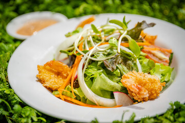 salmon salad and spaghetti on morning