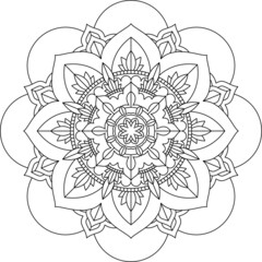 Easy Mandala coloring book simple and basic for beginners, seniors and children. Set of Mehndi flower pattern for Henna drawing and tattoo. Decoration in ethnic oriental, Indian style.