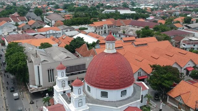 Aerial view Blenduk Church Semarang Central Java