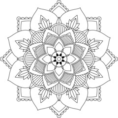 Easy Mandala coloring book simple and basic for beginners, seniors and children. Set of Mehndi flower pattern for Henna drawing and tattoo. Decoration in ethnic oriental, Indian style.