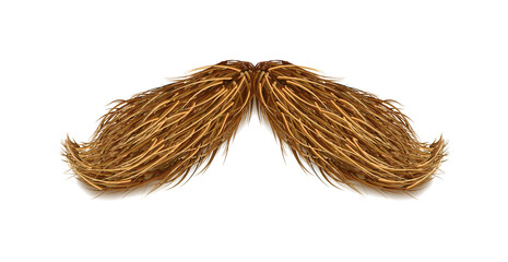 Realistic mustache. Santa Claus mustache. Fake hair. Stock vector illustration on white isolated background.