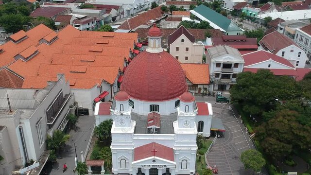 Aerial view Blenduk Church Semarang Central Java