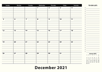 December 2021 Monthly Business Desk Pad Calendar.