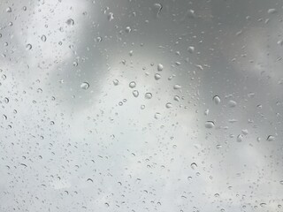 Water rain in glass