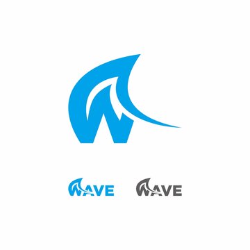 letter W with waves logo vector