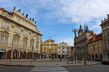 Fototapeta premium Square near St. Nicholas Church in Mala Strana (Lesser Town), in Prague, Czech Republic.
