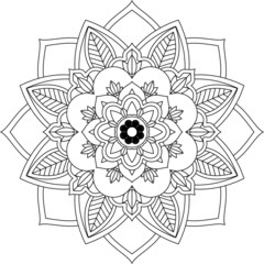Easy Mandala coloring book simple and basic for beginners, seniors and children. Set of Mehndi flower pattern for Henna drawing and tattoo. Decoration in ethnic oriental, Indian style.
