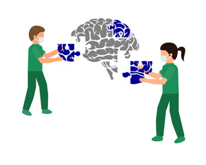 Alzheimer's and memory loss mental problems vector illustration