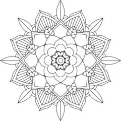 Easy Mandala coloring book simple and basic for beginners, seniors and children. Set of Mehndi flower pattern for Henna drawing and tattoo. Decoration in ethnic oriental, Indian style.