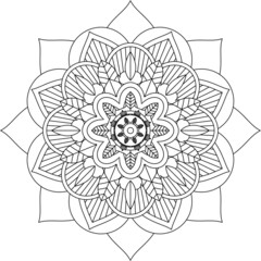 Easy Mandala coloring book simple and basic for beginners, seniors and children. Set of Mehndi flower pattern for Henna drawing and tattoo. Decoration in ethnic oriental, Indian style.