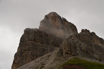 Hiking and climbing on the Via Ferrata trails around Cortina in the Dolomite Mountains of Northern Italy