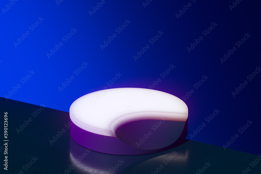 Aufkleber creative showcase with empty space and illumination. pedestal 3d rendering