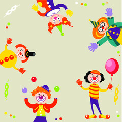 FRAME OF FUNNY VECTOR CLOWNS