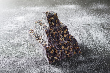 Turkish delight, Turkish sweets, candy in gray background