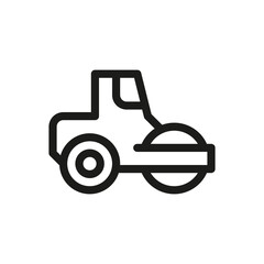 Asphalt roller isolated icon, road construction roller outline vector icon with editable stroke